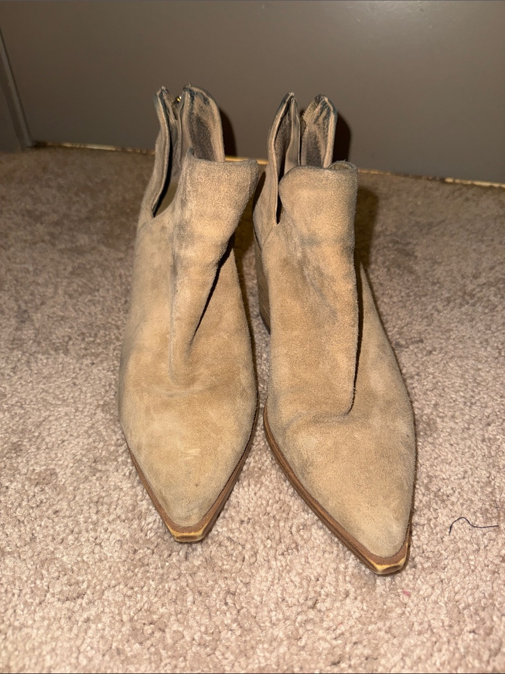 Steve Madden Tan Suede Pointed-Toe Ankle Booties
